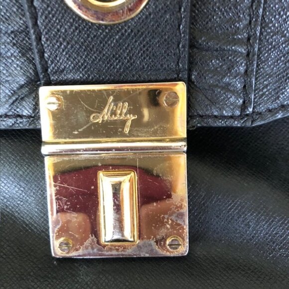 MILLY Black Small Turn Lock Satchel Bag Vintage - Picture 12 of 16